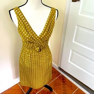 J. Crew Mustard Polka Dot Midi Dress